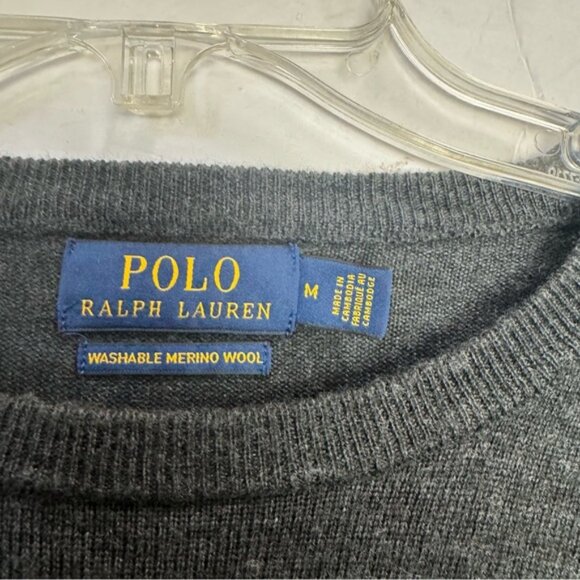 POLO RALPH LAUREN Washable Wool Crewneck Sweater Jumper Logo Top Minimalist M - Picture 7 of 15